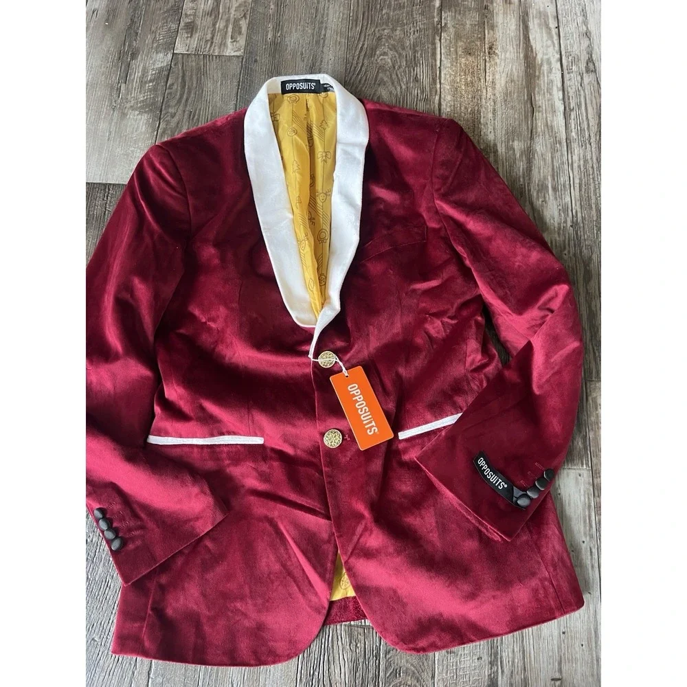 Opposuits Christmas Dinner Jacket Men Velvet Burgundy Size‎ 36 Festive Blazer